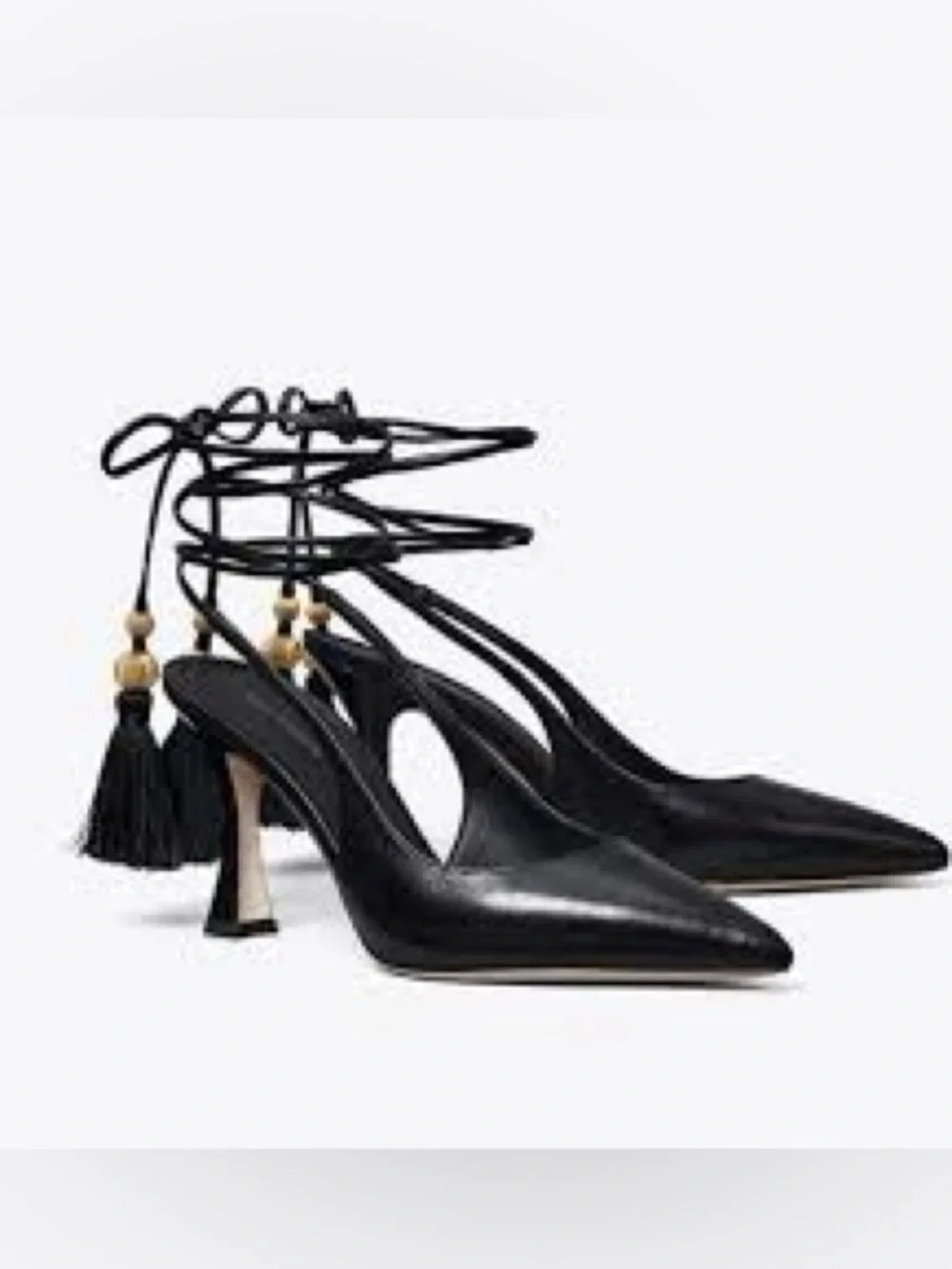 TORY BURCH Black Leather Capri Wrap Pumps Heels Shoes NIB Size 7M Ret. $440